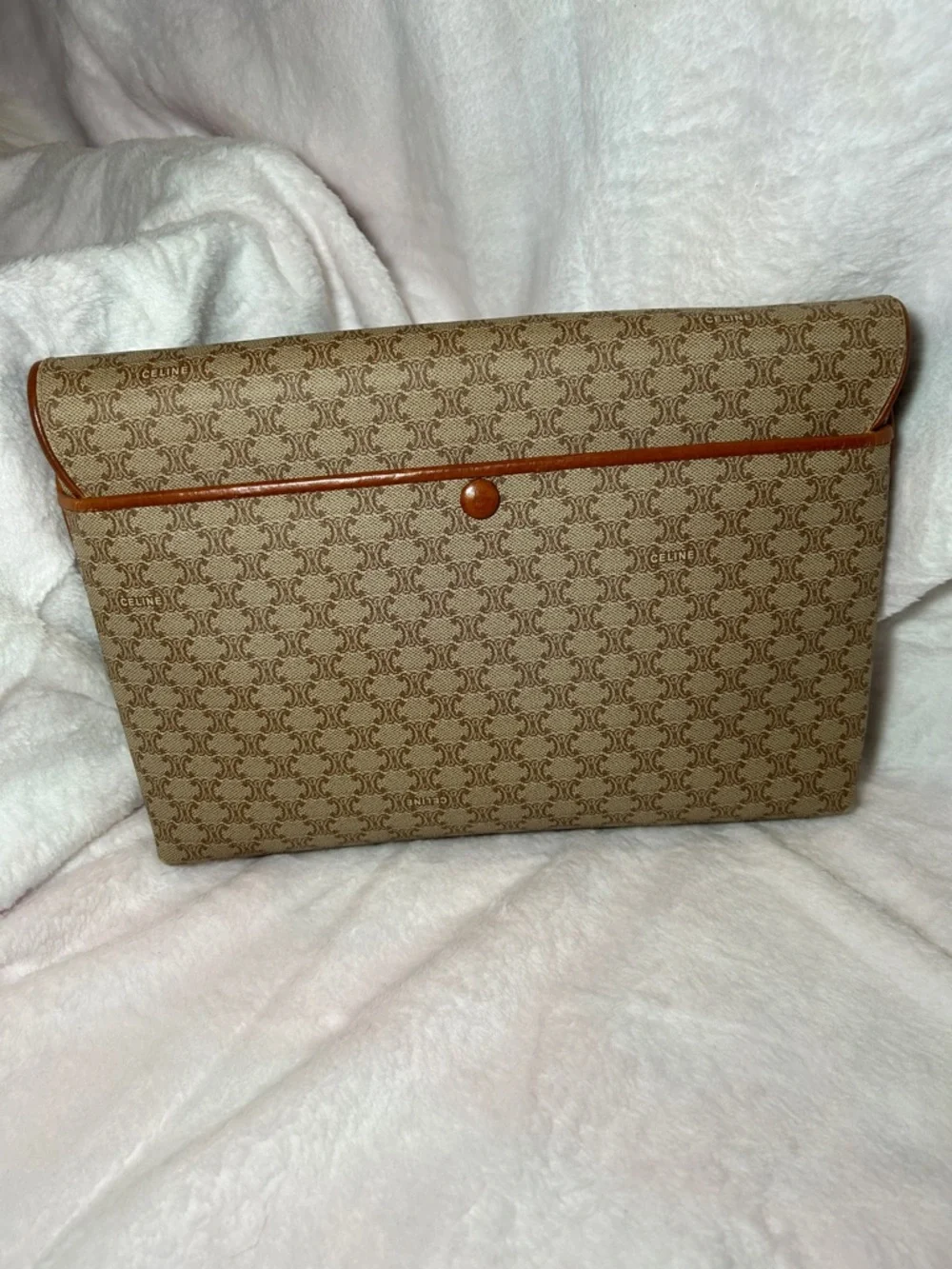 345. Vintage CELINE Macadam PVC and leather beige shoulder bag w/coa - Picture 3 of 14